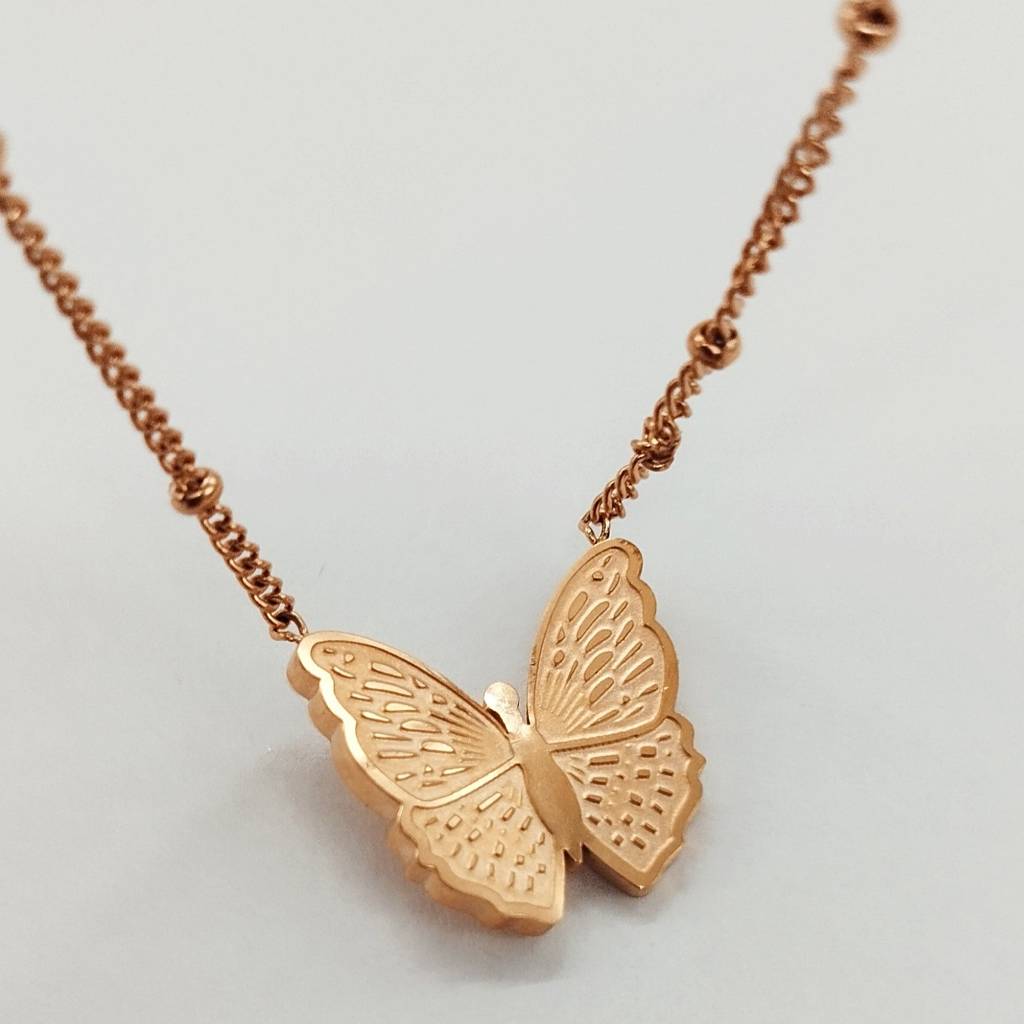 Rose Gold Plated Stainless Steel Maisie Butterfly Necklace : (S)N-BF-1-0