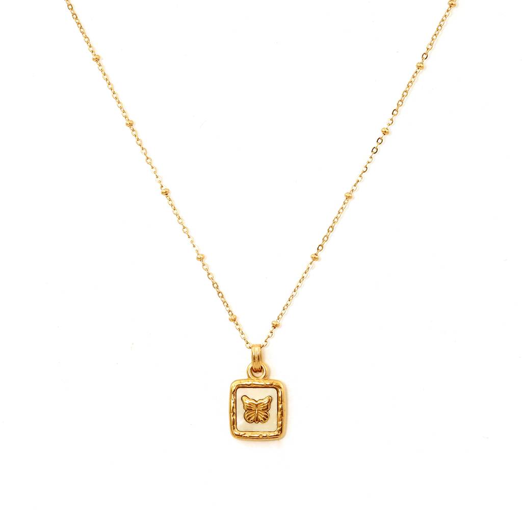Rose Gold Plated Stainless Steel Amari Butterfly Necklace : (S)N-BF-2-0