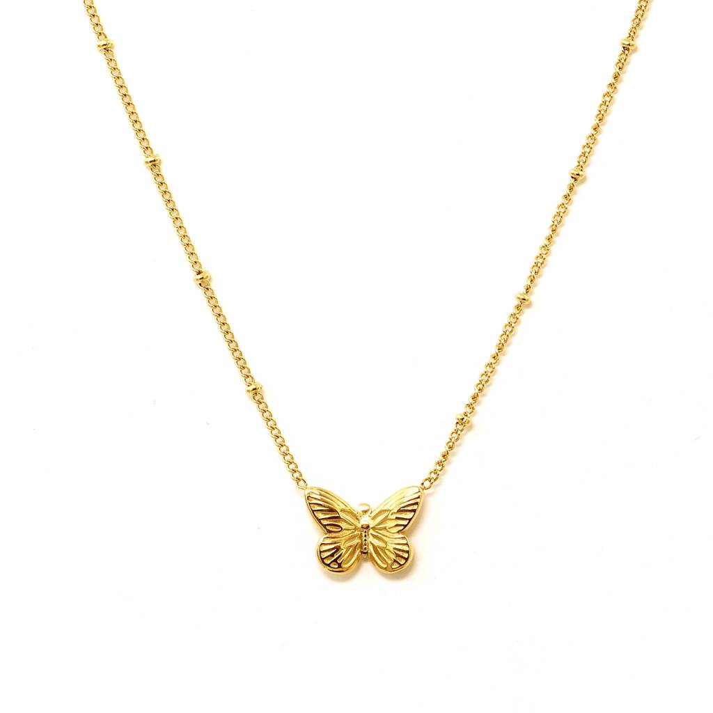 Gold Plated Stainless Steel Cathy Butterfly Necklace : (S)N-BF-3-0