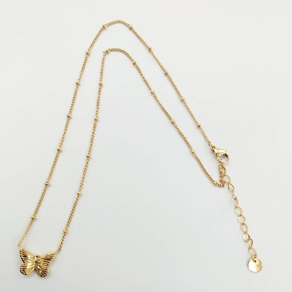 Gold Plated Stainless Steel Cathy Butterfly Necklace : (S)N-BF-3-0