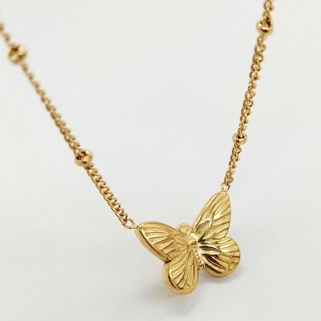 Gold Plated Stainless Steel Cathy Butterfly Necklace : (S)N-BF-3-0
