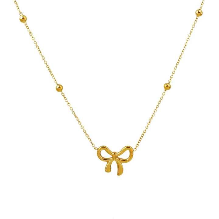 Gold Plated Stainless Steel Bow Necklace : (S)N-D-13-0
