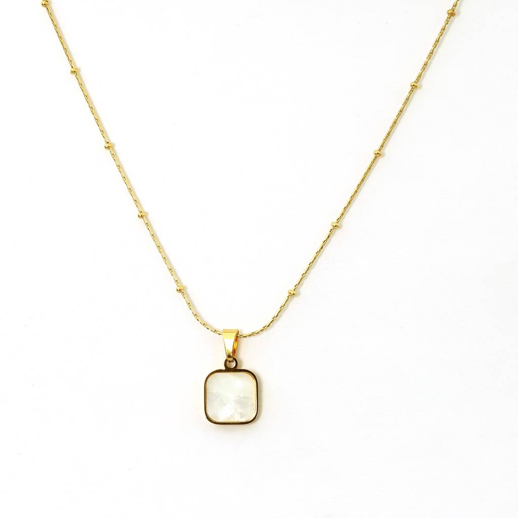 Gold Plated Stainless Steel Kayla Necklace (White) : (S)N-D-5-0
