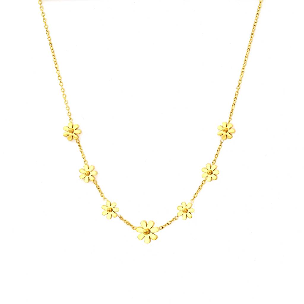 Gold Plated Stainless Steel Sara Flower Necklace : (S)N-FL-1-0
