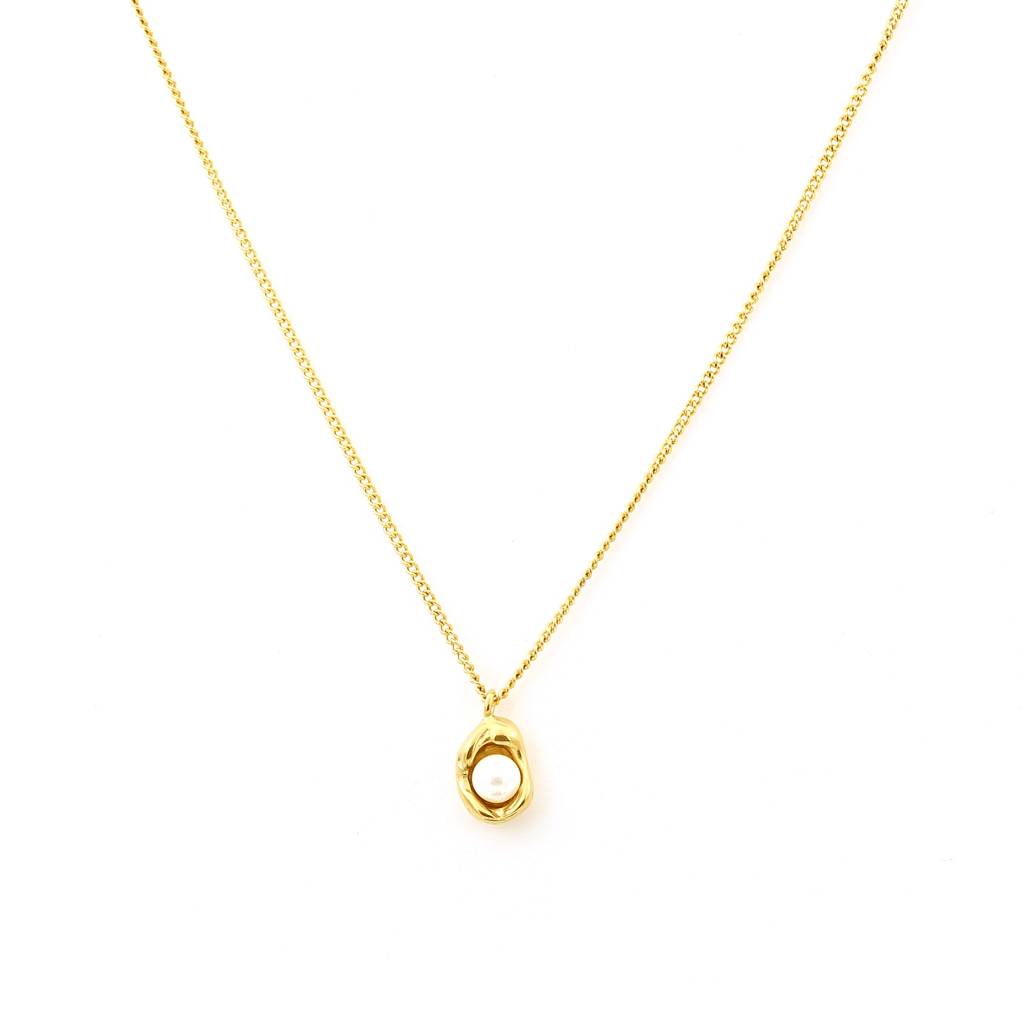 Gold Plated Stainless Steel Marta Pearl Necklace : (S)N-P-1-0