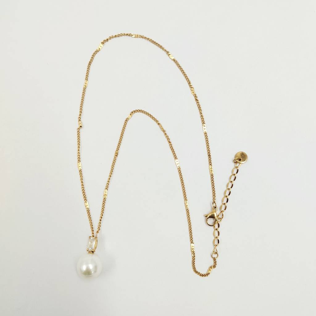 Gold Plated Stainless Steel Lexi Pearl Necklace : (S)N-P-2-0