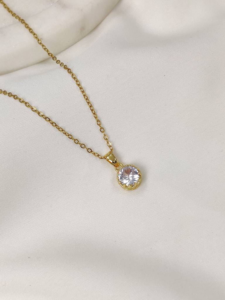 Gold Plated Stainless Steel Carol Solitaire Necklace : (S)N-SO-2-0