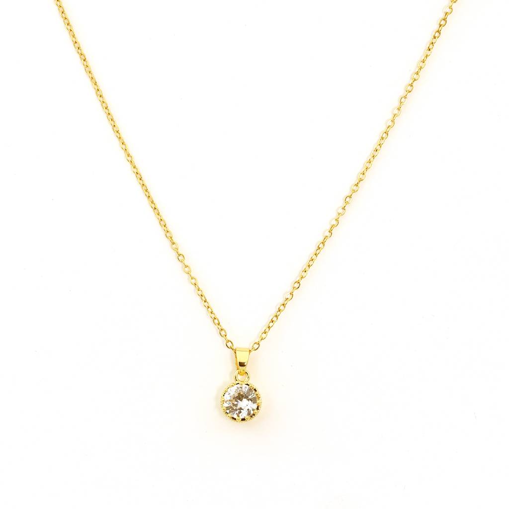 Gold Plated Stainless Steel Carol Solitaire Necklace : (S)N-SO-2-0