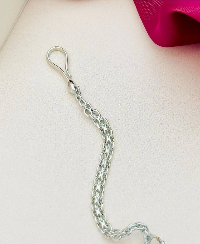 Silver Plated American Diamond Studded Maang Tikka
-Spaddmmg10Whiter01 : SPADDMMG10WhiteR01