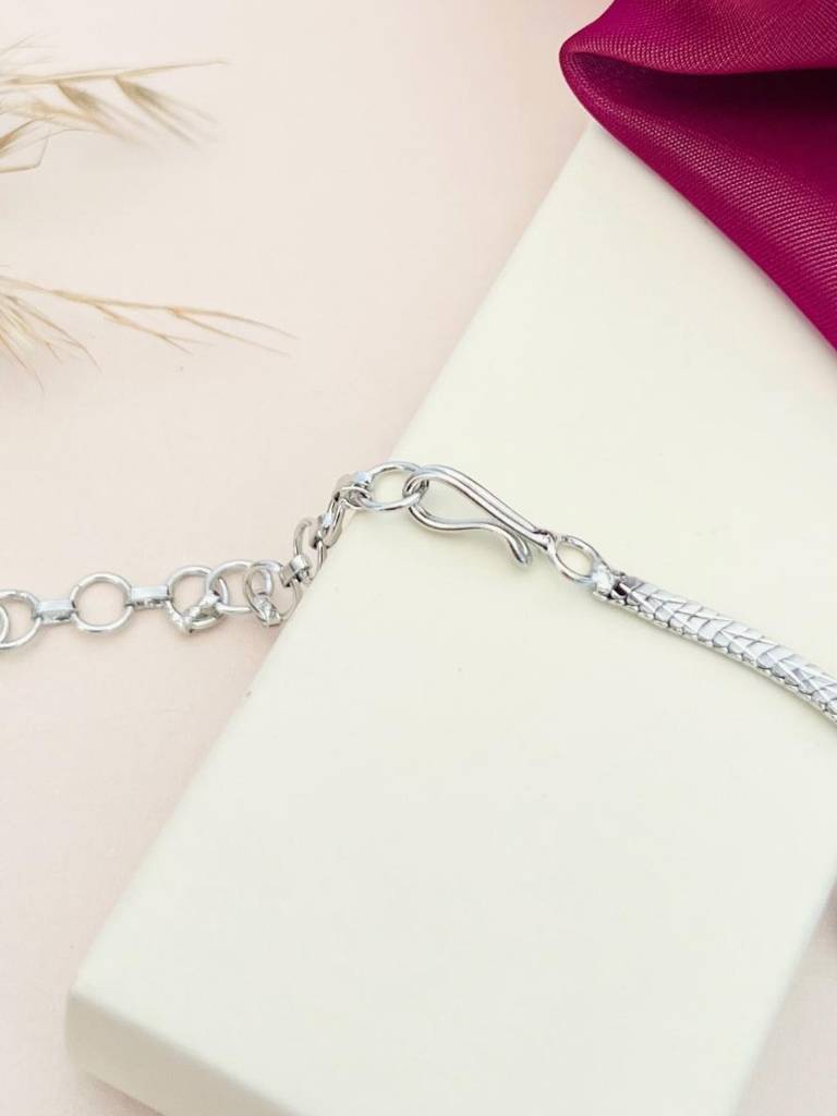 Sophisticated Silver Plated American Diamond Necklace-Spaddmnc32Bluer03 : SPADDMNC32BlueR03