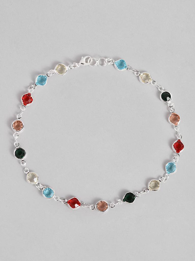 Dailywear Silver Plated Anklet : SPAnk10Rainbow