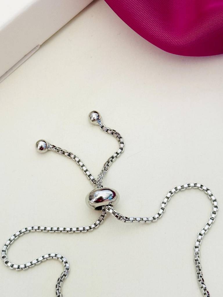 Silver Plated Abstract American Diamond Women Hand Bracelet-Spcbbr641R02 : SPCBBR641R02
