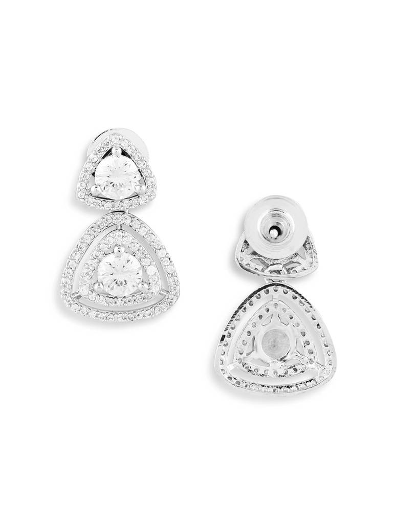 Silver Plated Trillion American Diamond Stud Earring : SPHQEarringTriangle