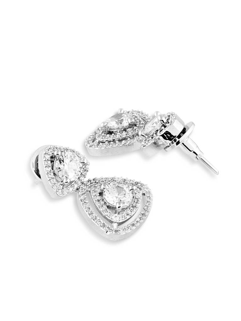 Silver Plated Trillion American Diamond Stud Earring : SPHQEarringTriangle