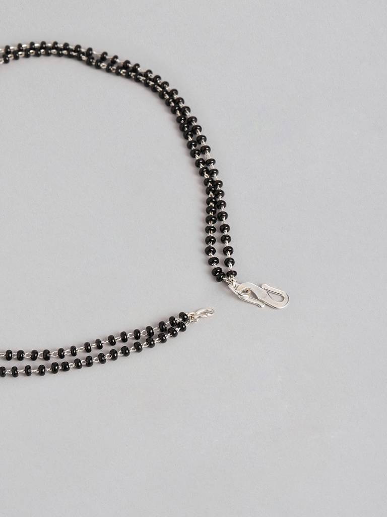 Silver Plated Cz Black Beaded Mangalsutra : SPMS18DIra