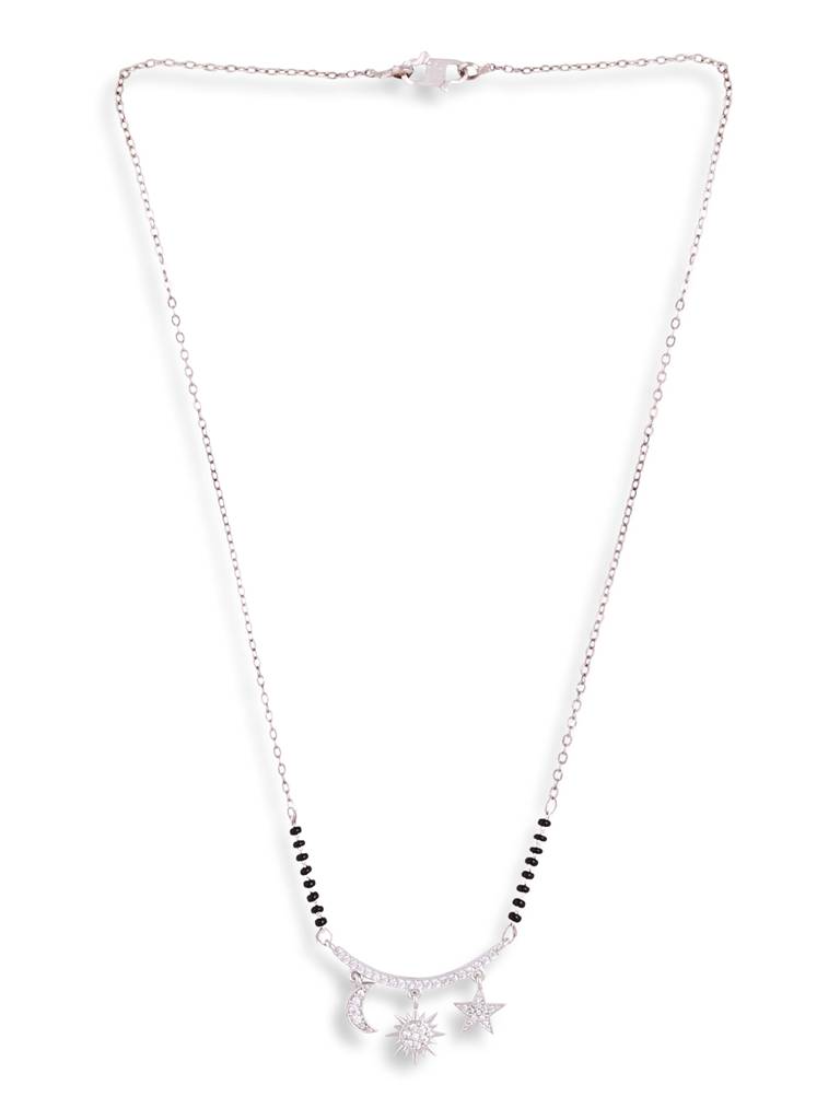 Sun Star Moon Black Beaded American Diamond Mangalsutra : SPMS88Element