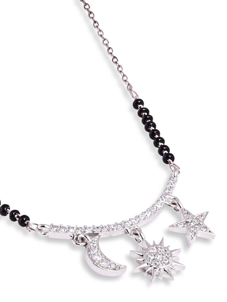 Sun Star Moon Black Beaded American Diamond Mangalsutra : SPMS88Element