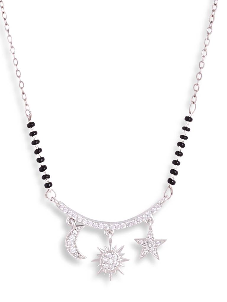 Sun Star Moon Black Beaded American Diamond Mangalsutra : SPMS88Element