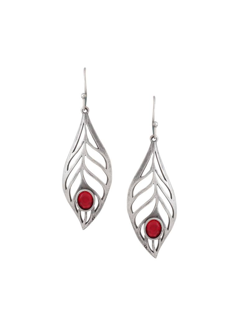 Silver Plated Oxidised Leaf Shaped Earrings : ABOSE13