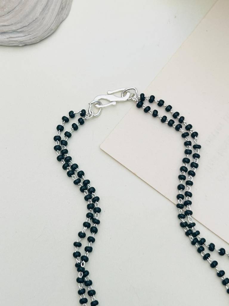 Silver Plated American Diamond Studded & Beaded Mangalsutra Set-Sppjmms18Dastror01 : SPPJMMS18DAstroR01