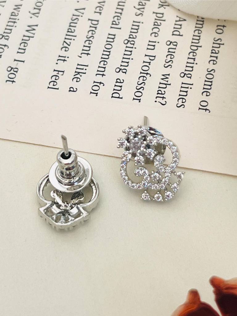 Silver Plated American Diamond Studded & Beaded Mangalsutra Set-Sppjmms18Dsquiggler01 : SPPJMMS18DSquiggleR01