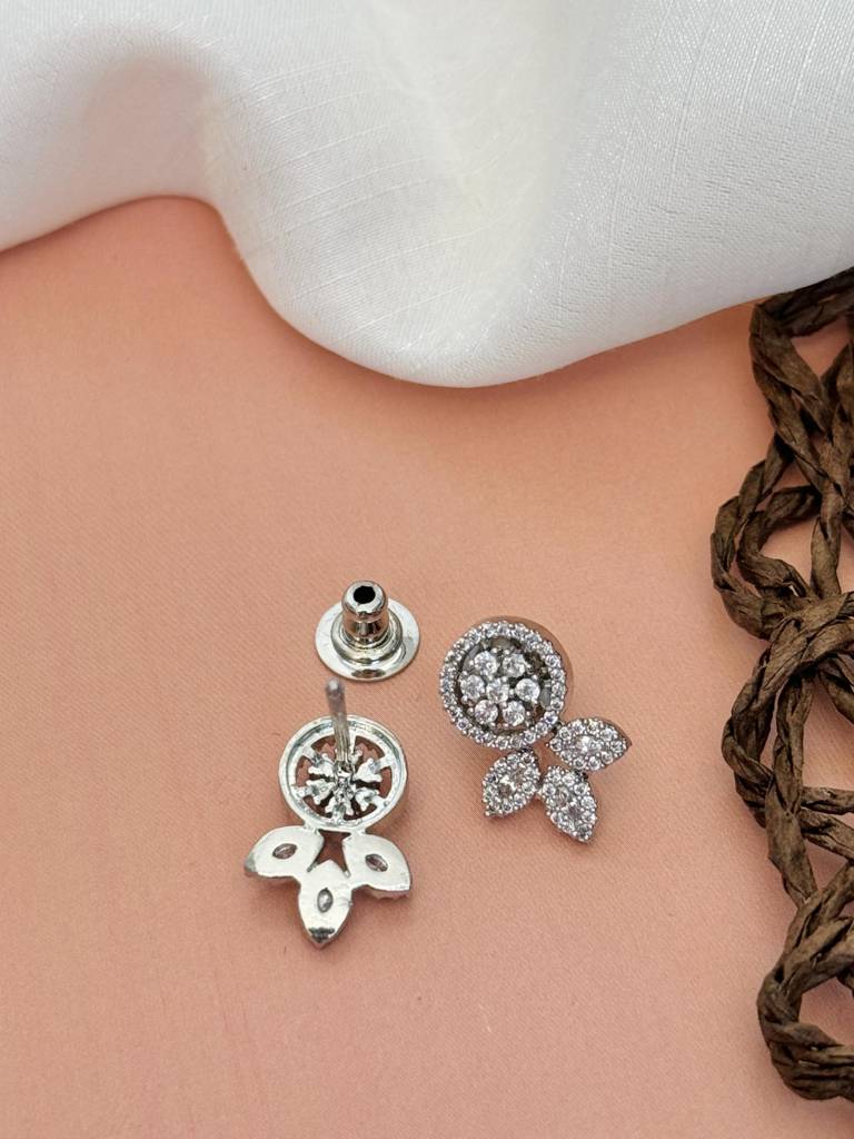 Silver Plated American Diamond Studded & Beaded Mangalsutra Set-Sppjmms18Dvyomr01 : SPPJMMS18DVyomR01