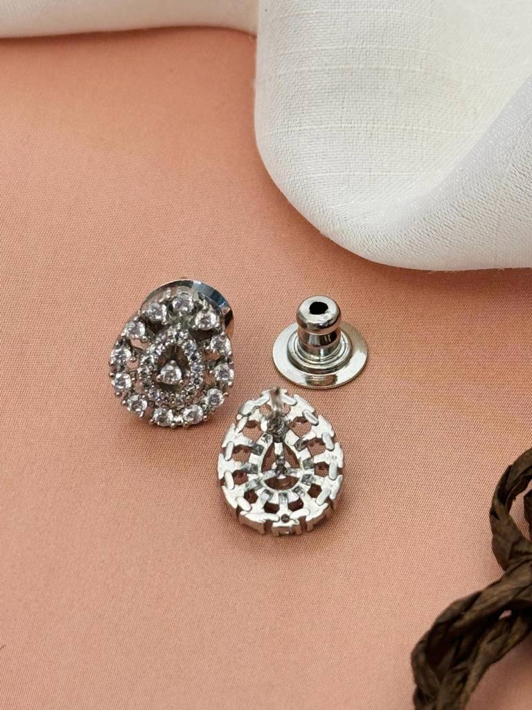 Silver Plated American Diamond Studded & Beaded Mangalsutra Set-Sppjmms18Sgoodr01 : SPPJMMS18SGoodR01