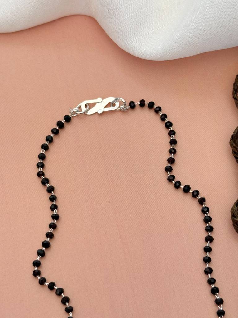 Silver Plated American Diamond Studded & Beaded Mangalsutra Set-Sppjmms18Sgoodr01 : SPPJMMS18SGoodR01