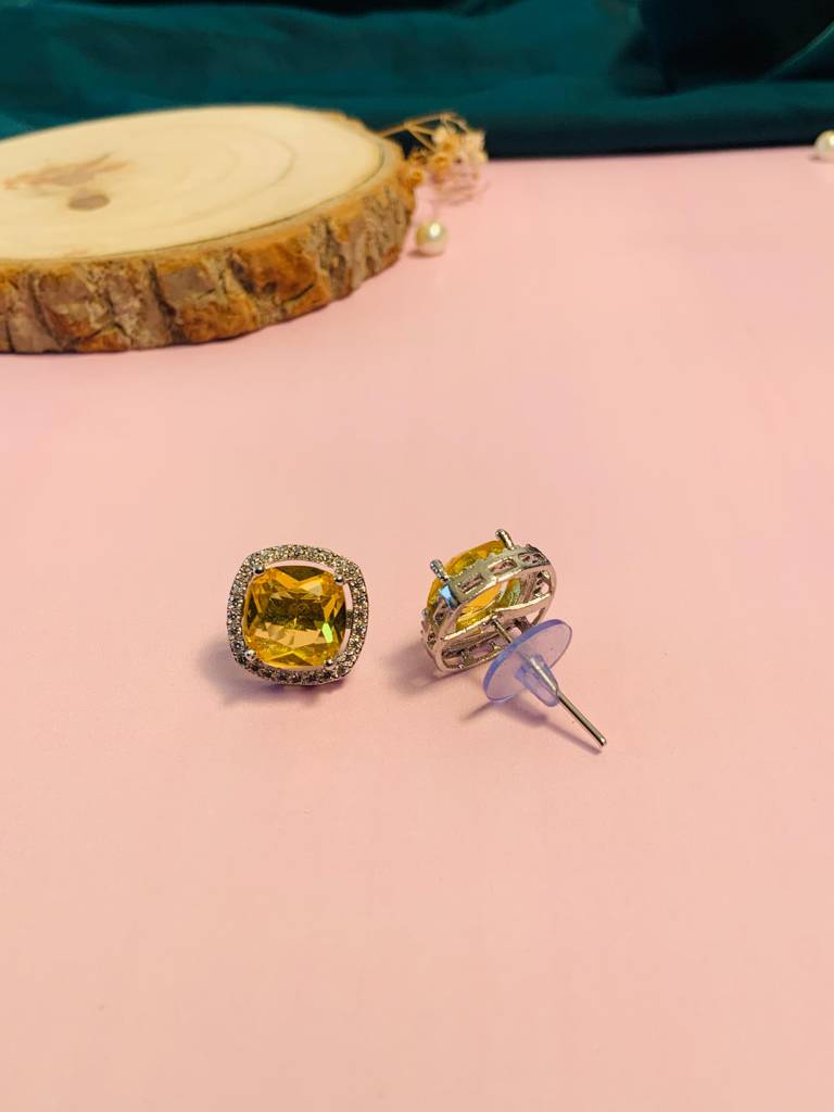 Sophisticated Silver Plated Yellow Diamond Pendant Set-Sppspeacecombocrystalyellowr01 : SPPSPeaceComboCrystalYellowR01