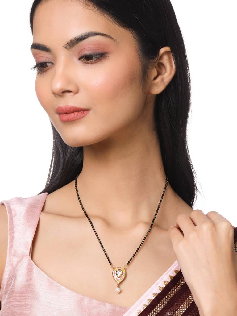 Meena Handcrafted Yellow Pear Mangalsutra : ABMJMS02
