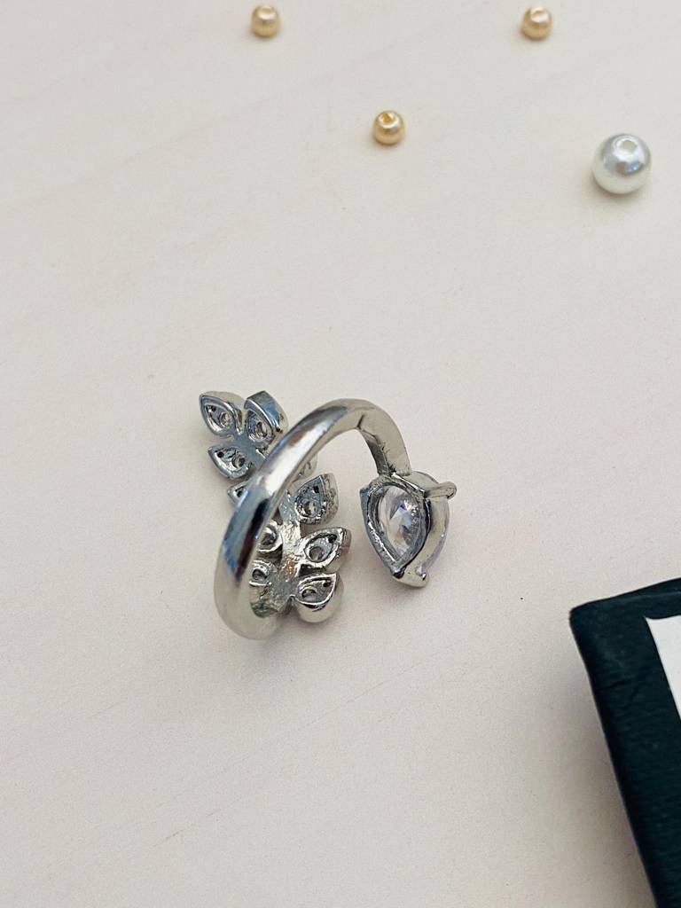 Impressive Solitaire Silver Plated American Diamond Ring For Women : SPRingIris30