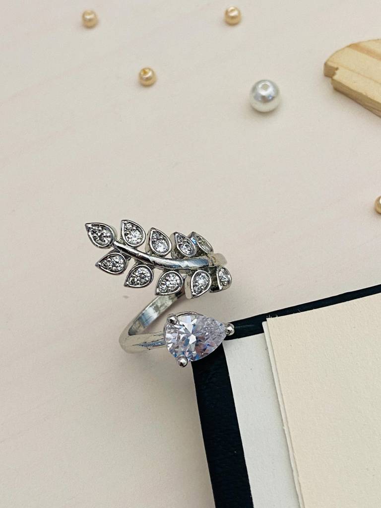 Impressive Solitaire Silver Plated American Diamond Ring For Women : SPRingIris30
