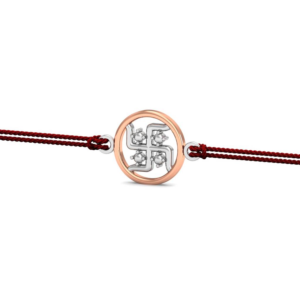 Kuberbox 925 Sterling Silver Swastik Silver Rakhi : SRA2003_925