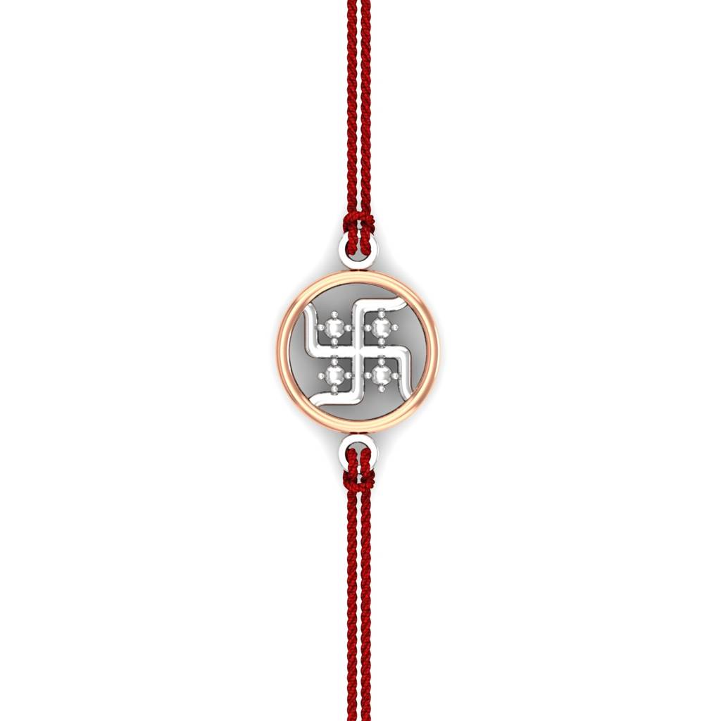 Kuberbox 925 Sterling Silver Swastik Silver Rakhi : SRA2003_925
