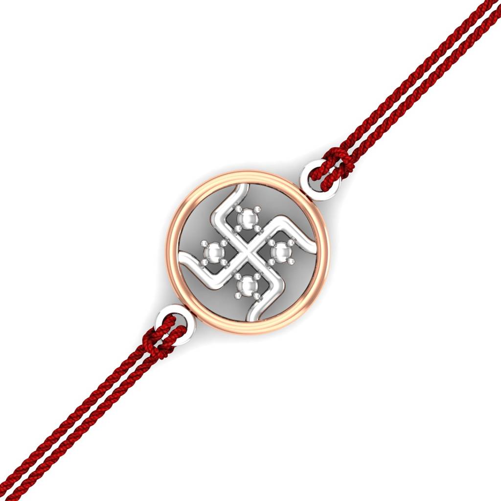 Kuberbox 925 Sterling Silver Swastik Silver Rakhi : SRA2003_925