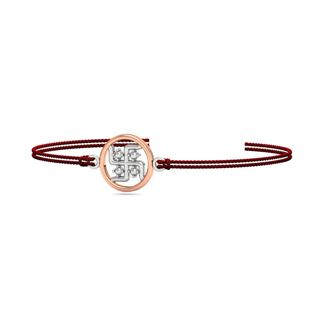 Kuberbox 925 Sterling Silver Swastik Silver Rakhi : SRA2003_925