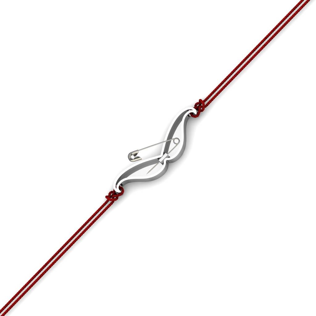 Kuberbox 925 Sterling Silver Moustache Silver Rakhi Brooch : SRA2004_925
