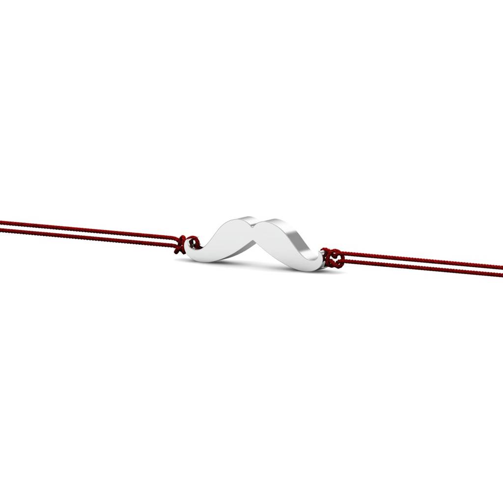 Kuberbox 925 Sterling Silver Moustache Silver Rakhi Brooch : SRA2004_925
