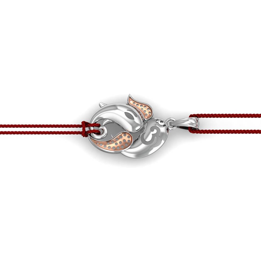 Kuberbox 925 Sterling Silver Gaja-Om Silver Rakhi Pendant : SRA2027_925