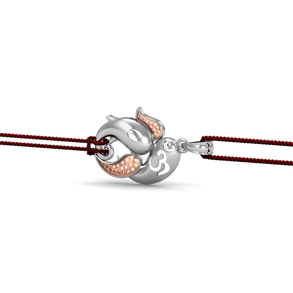 Kuberbox 925 Sterling Silver Gaja-Om Silver Rakhi Pendant : SRA2027_925