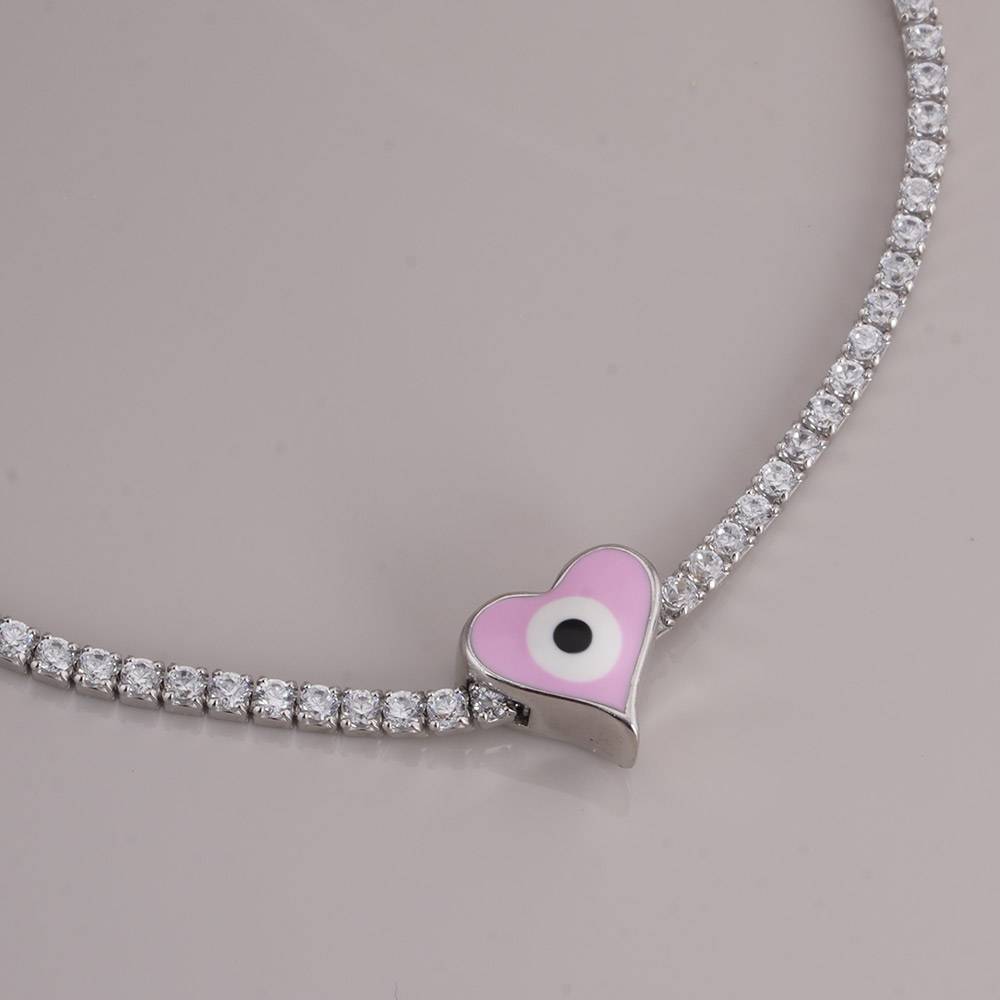 925 Sterling Silver Dainty Charm Tennis Bracelet : SRWBR2
