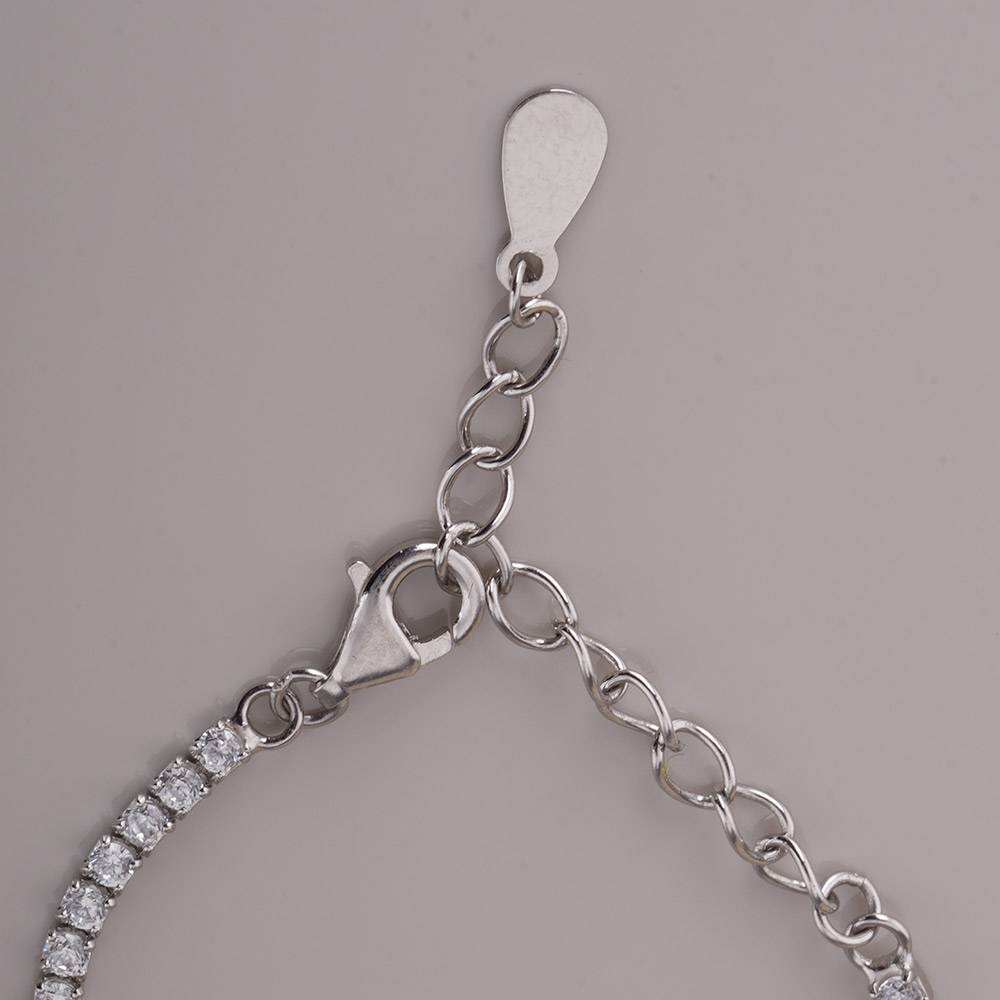 925 Sterling Silver Dainty Charm Tennis Bracelet : SRWBR2