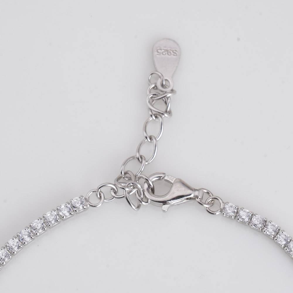 925 Sterling Silver Classic Tennis Bracelet With Heart Charm : SRWBR3
