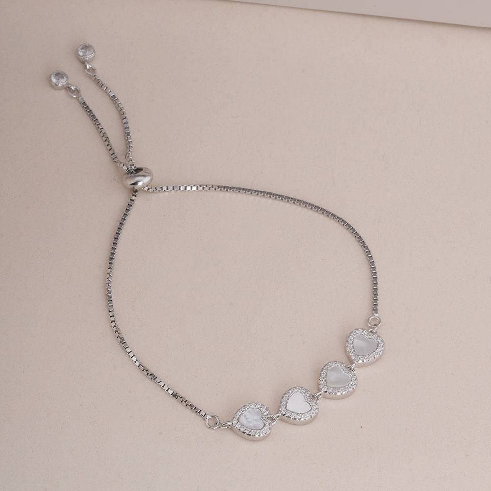 925 Sterling Silver Adjustable Heart Bracelet : SRWBR6
