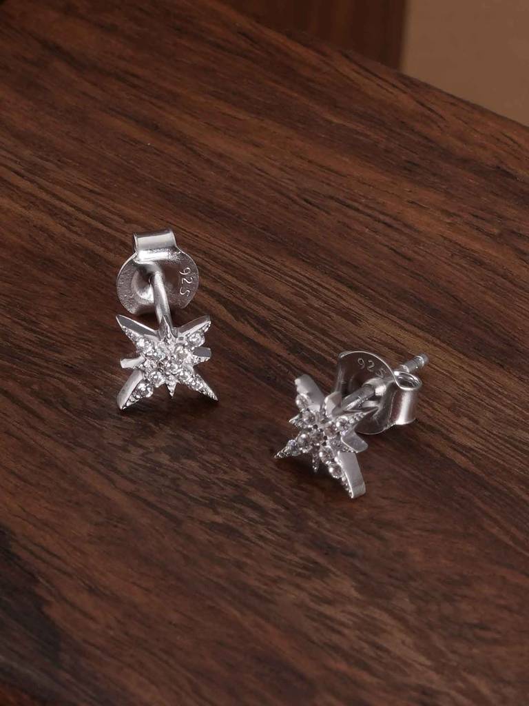 925 Sterling Silver Cosmic Dust Star Studs : SRWER16