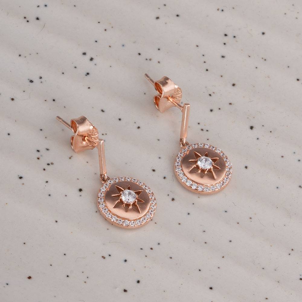 925 Sterling Silver Starburst Drop Earrings : SRWER4