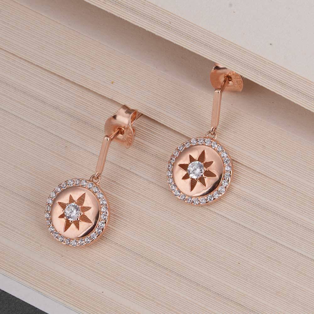 925 Sterling Silver Starburst Drop Earrings : SRWER4