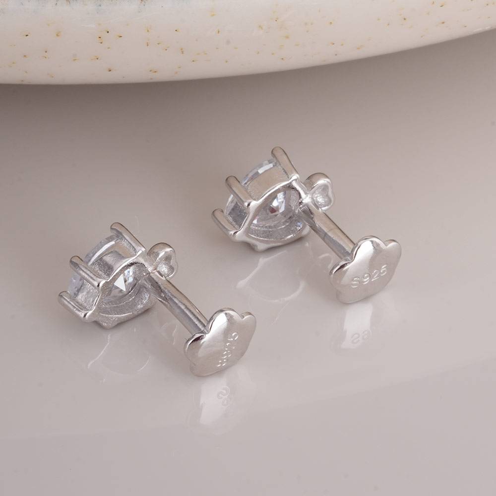 925 Sterling Silver Crystal Heart Pendant Earring Set : SRWJS4