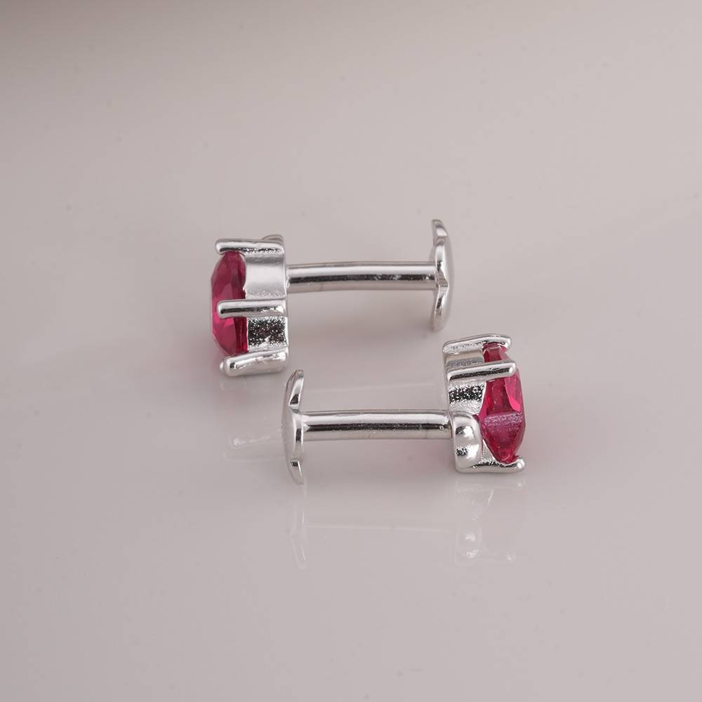 925 Sterling Silver Red Heart Pendant Earrings Set : SRWJS8