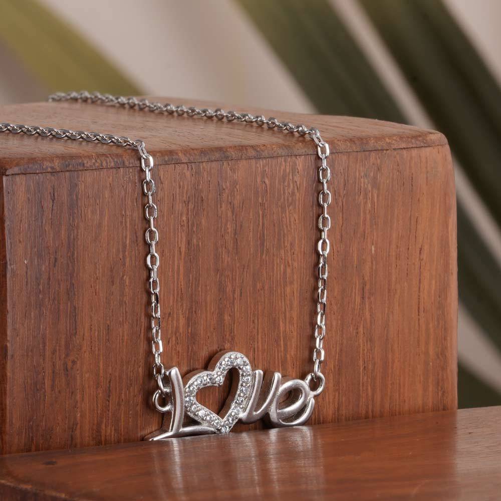 925 Sterling Silver Love Necklace And Earring Set : SRWJS9